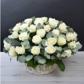 Корзина из 51 белой розы 